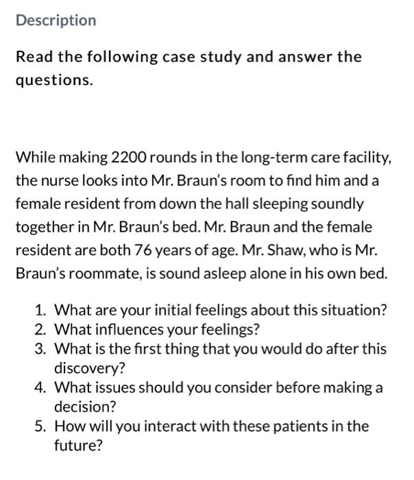 Description Read The Following Case Study And Answer The Questions While Making 2200 Rounds In The Long Term Care Facil 1