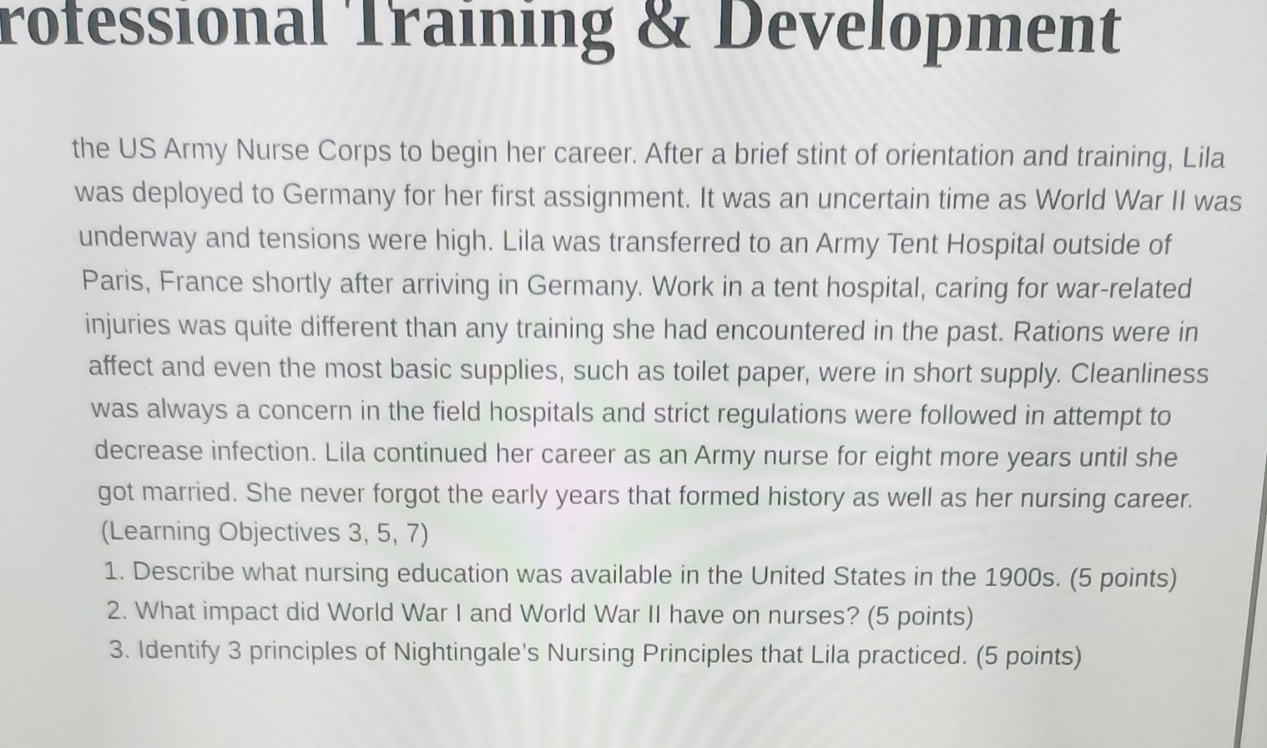 Rofessional Training Development The Us Army Nurse Corps To Begin Her Career After A Brief Stint Of Orientation And T 1