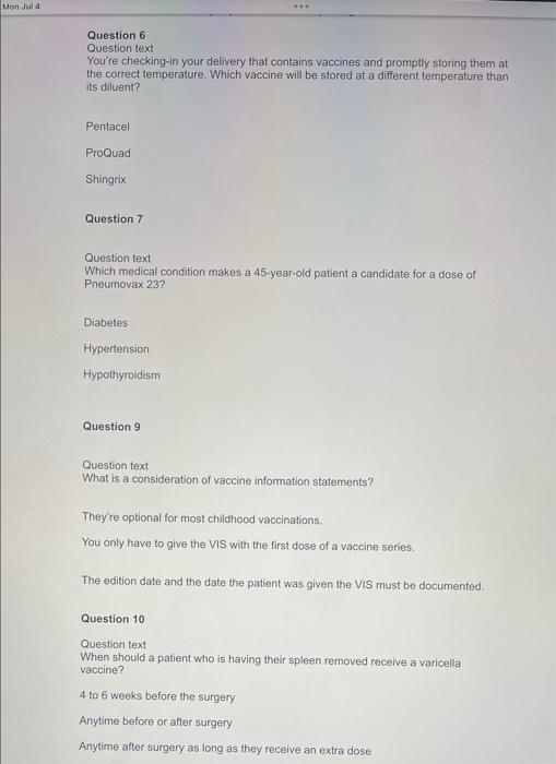 Question 1 A Patient Tells You They Had Swelling In Their Face And Wheezing A Few Minutes After Receiving Their Last Tet 2