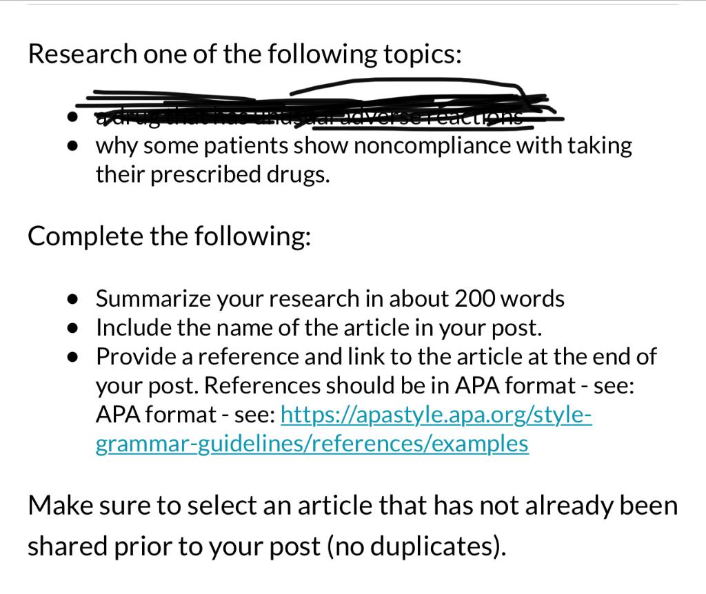 Research One Of The Following Topics Why Some Patients Show Noncompliance With Taking Their Prescribed Drugs Complete 1