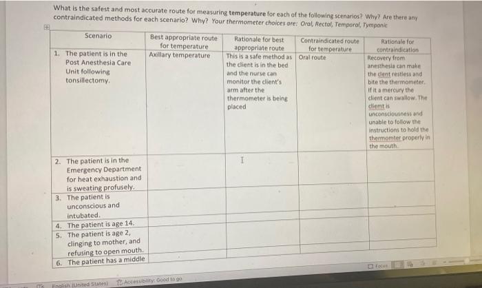 Tk What Is The Safest And Most Accurate Route For Measuring Temperature For Each Of The Following Scenarios Why Are Th 1
