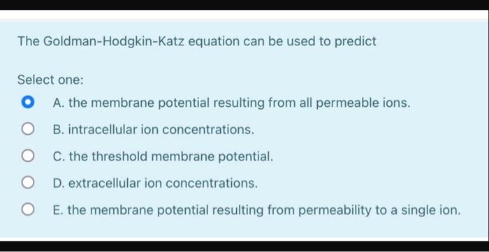 The Absolute Refractory Period Of An Action Potential Select One O A Only Prevents Summation Of Action Potentials O B 4