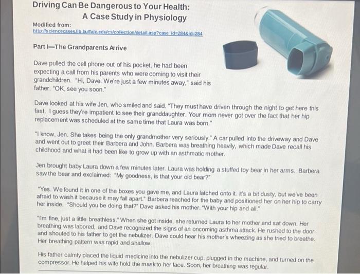 Questions 1 There Are At Least Two Things Related To Barb S Medical History That May Be Of Interest To A Doctor What A 2