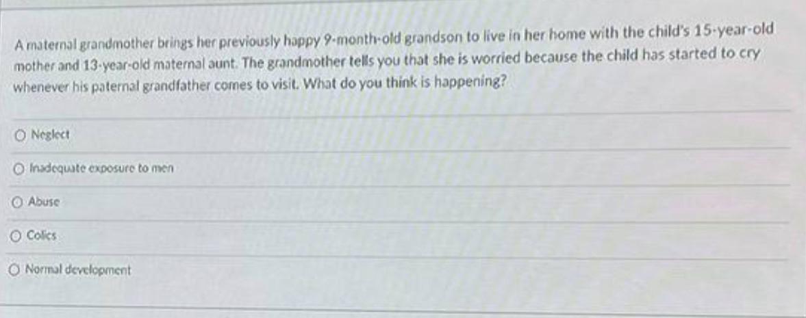 A Maternal Grandmother Brings Her Previously Happy 9 Month Old Grandson To Live In Her Home With The Child S 15 Year Old 1