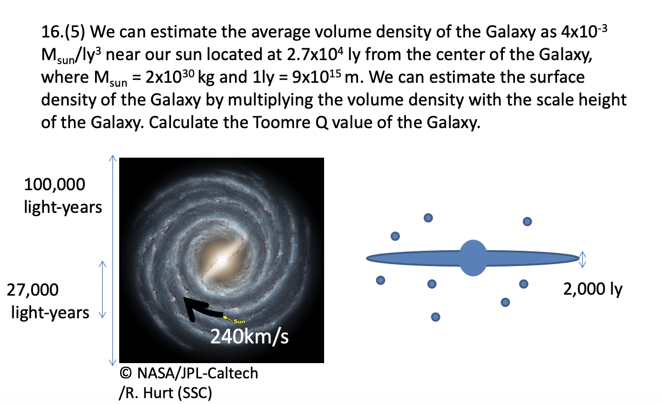 16 5 We Can Estimate The Average Volume Density Of The Galaxy As 4x10 Msun Ly Near Our Sun Located At 2 7x104 Ly Fr 1