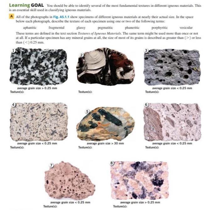 Learning Goal You Should Be Able To Identify Several Of The Most Fundamental Textures In Different Igneous Materials Th 1