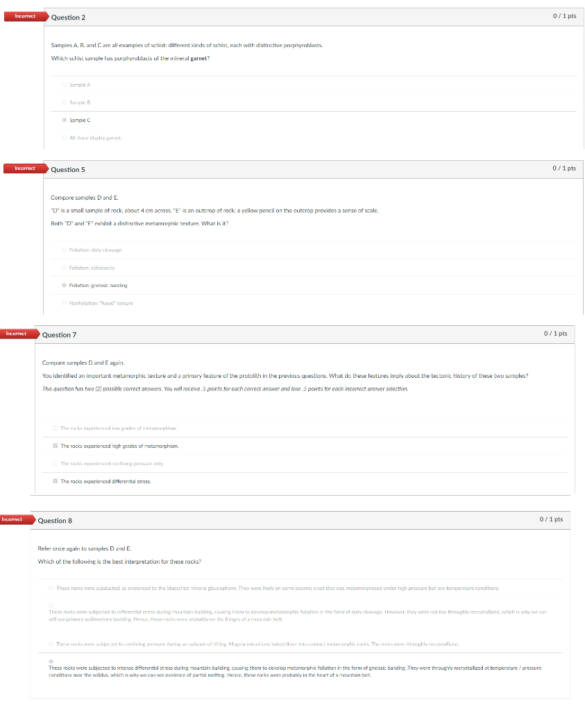 Https Opengeology Org Historicalgeology Virtual Sample Sets Vss Metamorphic Rocks Using The Site Above Answer The Fo 1