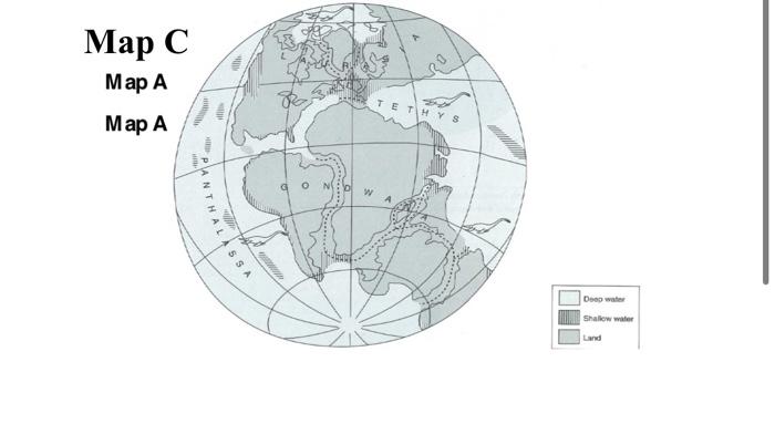 Map A Www Www Panthalassa 4 Tet 9 Deep Water Shallow Water Land Map B Map A Map A Thalassa 0 Tethys Deep Water Snatiow 3