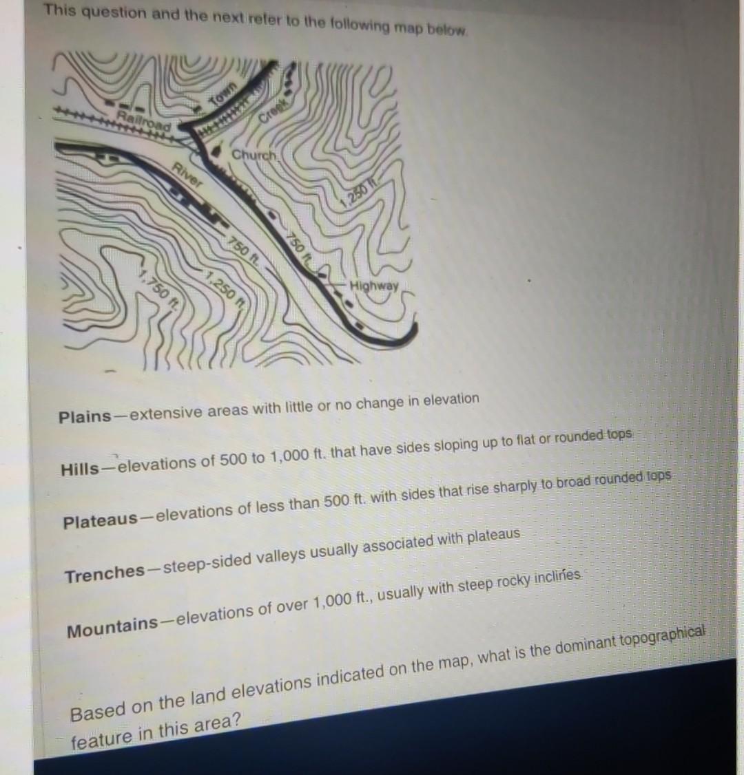 This Question And The Next Refer To The Following Map Below Railroad Town River 1 750 Ft Creek Church 750 Ft 1 250 75 1