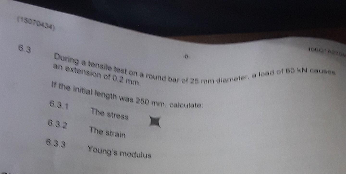 State Hooke S Law The Figure Below Shows A Mild Steel Bar Which Is Axially Loaded By Means Of A Tensile Load So That Th 2