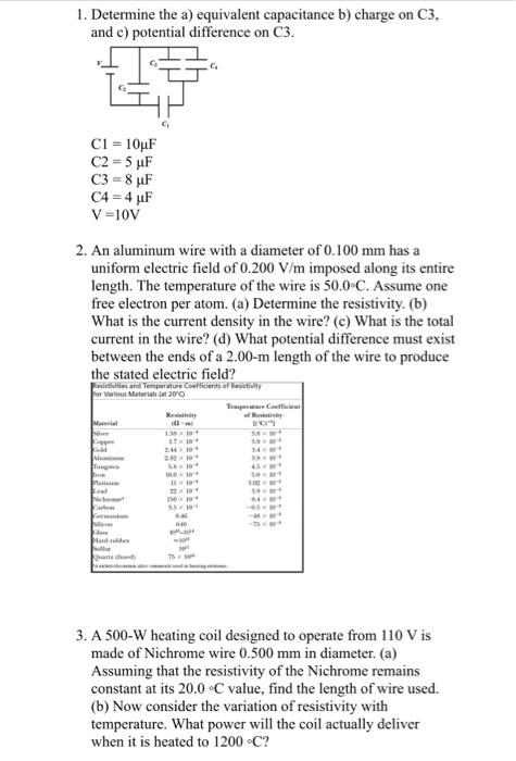 1 Determine The A Equivalent Capacitance B Charge On C3 And C Potential Difference On C3 C1 10uf C2 5 Uf C3 8 1
