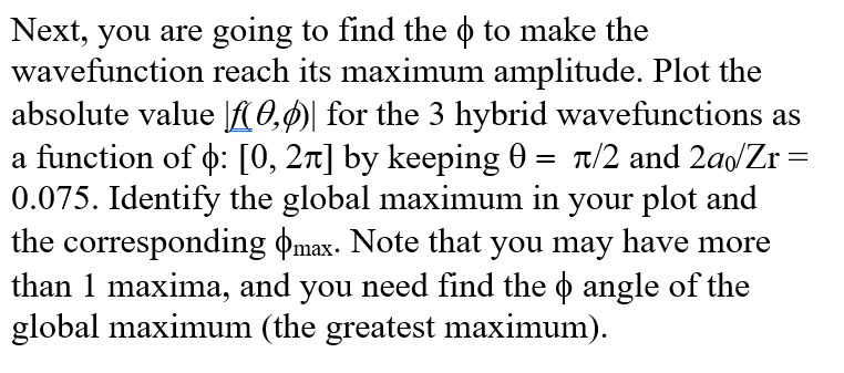 Next You Are Going To Find The O To Make The Wavefunction Reach Its Maximum Amplitude Plot The Absolute Value F 0 0 1