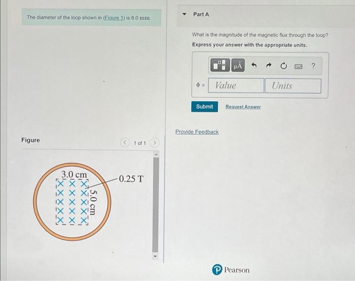 The Diameter Of The Loop Shown In Figure 1 Is 8 0 Mm Figure 3 0 Cm Xxx Ix X Xi 5 0 Cm 1 Of 1 0 25 T Part A What Is T 1