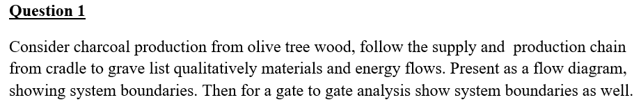 Question 1 Consider Charcoal Production From Olive Tree Wood Follow The Supply And Production Chain From Cradle To Grav 1