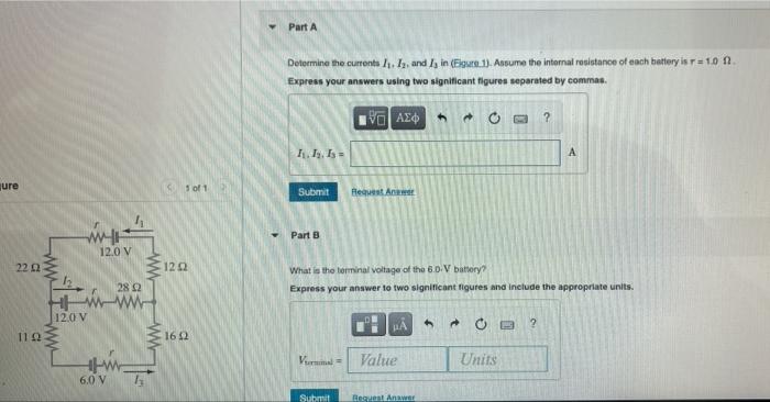 Ure 22 2 1122 Ww 12 0 V 12 0v Hpw 6 0 V 28 2 73 Ww Ww 101 Part A What Would The Current I Be In Figure 1 If The 12 12 2