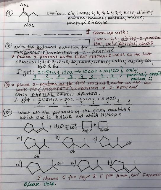 No S N02 16 Choices Cis Trans 2 3 4 2 3 3 4 Nitro Dinitro Pentane Hexane Pentene Hexene Pentyne Hexyn 1
