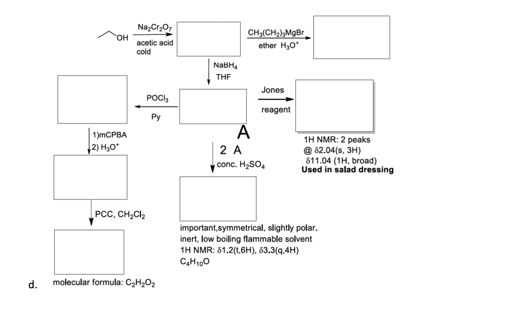 D Oh 1 Mcpba 2 H3o Na Cr O7 Acetic Acid Cold Pcc Ch Cl Poci3 Py Molecular Formula C H O Nabh4 Thf Ch3 Ch2 3mgbr 1