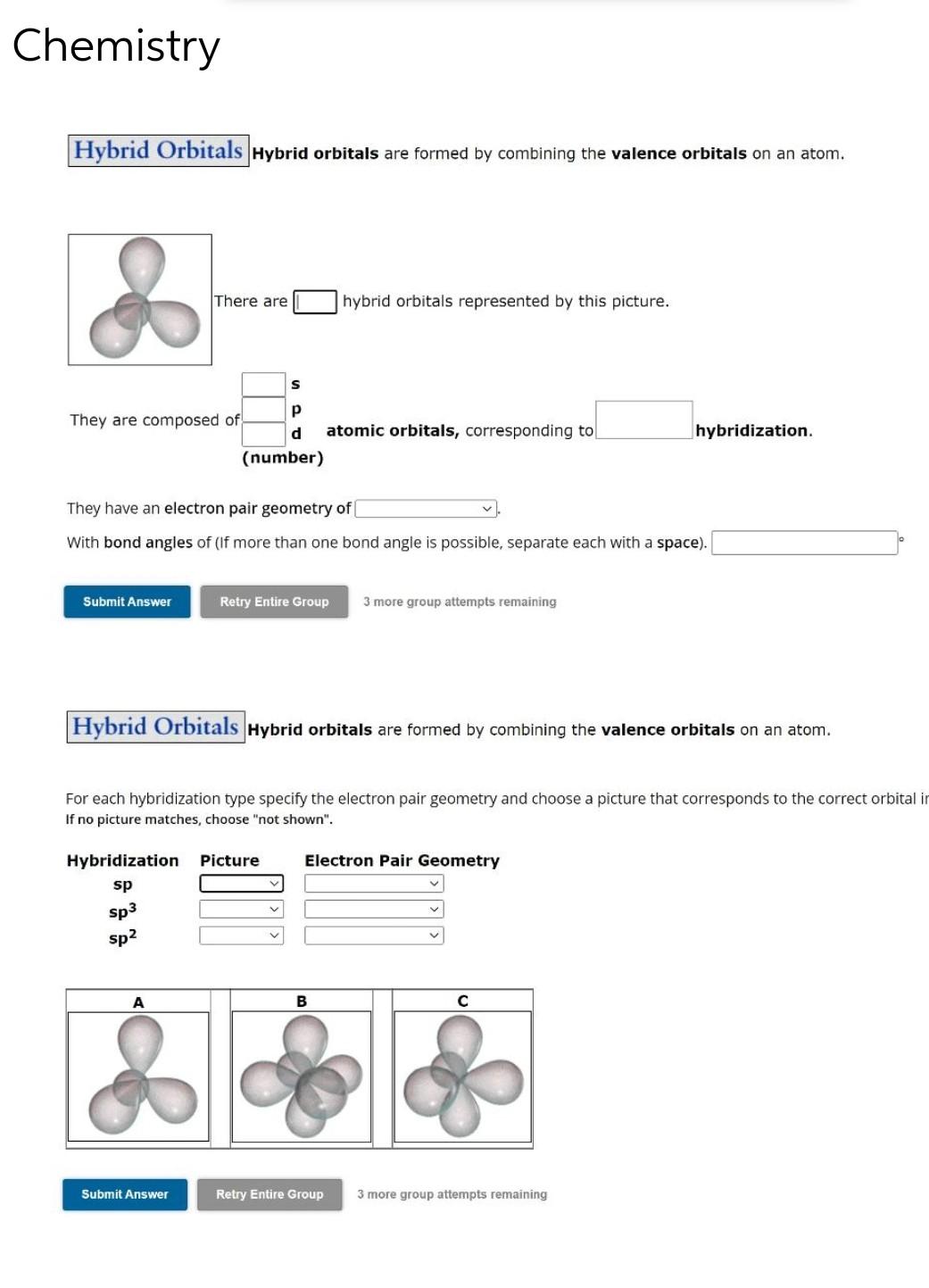 Chemistry Hybrid Orbitals Hybrid Orbitals Are Formed By Combining The Valence Orbitals On An Atom They Are Composed Of 1