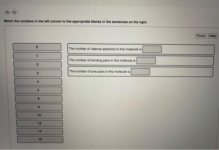 Li H Match The Numbers In The Left Column To The Appropriate Blanks In The Sentences On The Right 0 2 3 4 5 8 10 12 14 2