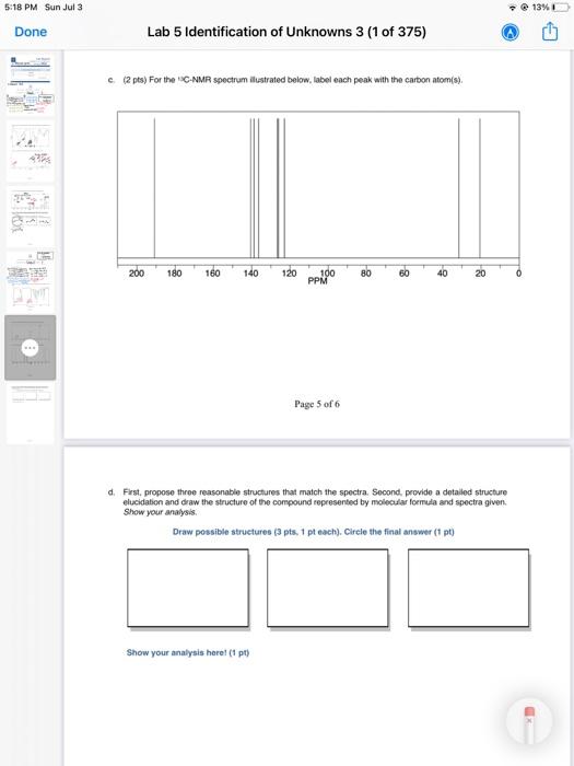5 18 Pm Sun Jul 3 Done 34 Lab 5 Identification Of Unknowns 3 1 Of 375 A 2 Pts For The Ir Spectrum Illustrated B 2