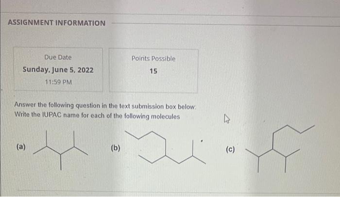 Assignment Information Due Date Sunday June 5 2022 11 59 Pm Answer The Following Question In The Text Submission Box B 1