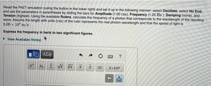 Reset The Phet Simulation Using The Button In The Lower Right And Set It Up In The Following Manner Select Oscillate 1