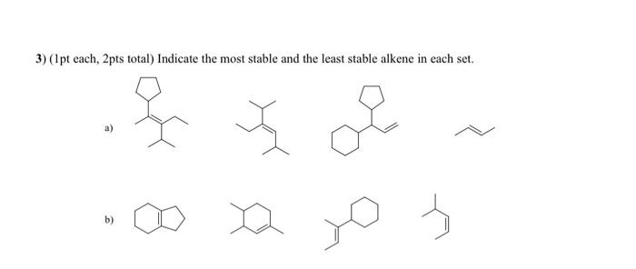 2 0 5pt Each 2pts Total Determine The Degree Of Substitution For Each Alkene Monosubstituted Di Tri Tetra Y 2