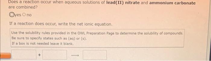 Write The Balanced Net Ionic Equation For The Precipitation Of Lead Ii Hydroxide From Aqueous Solution Include States 3