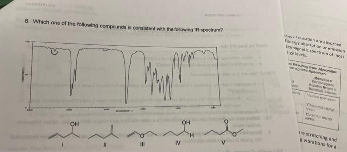 8 Which One Of The Following Compounds Is Consistent With The Following Ir Spectrum Oh 11 Iv Oh Do Icles Of Radiat 1