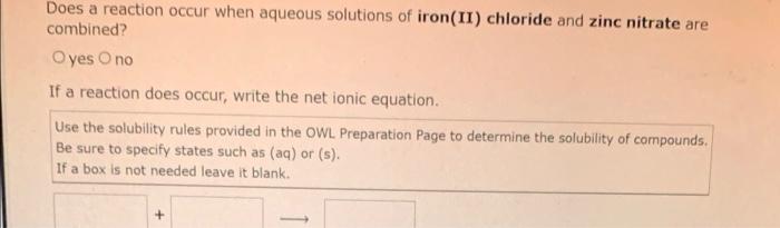 Does A Reaction Occur When Aqueous Solutions Of Aluminum Nitrate And Potassium Carbonate Are Combined Oyes O No If A Re 2