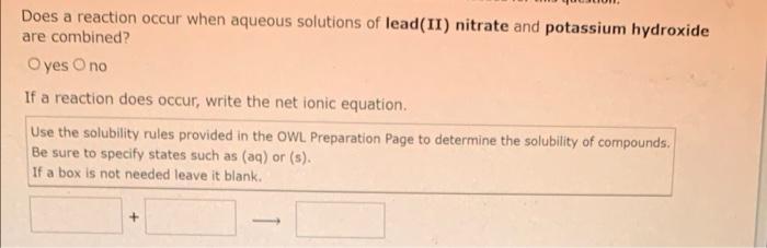 Does A Reaction Occur When Aqueous Solutions Of Aluminum Nitrate And Potassium Carbonate Are Combined Oyes O No If A Re 3