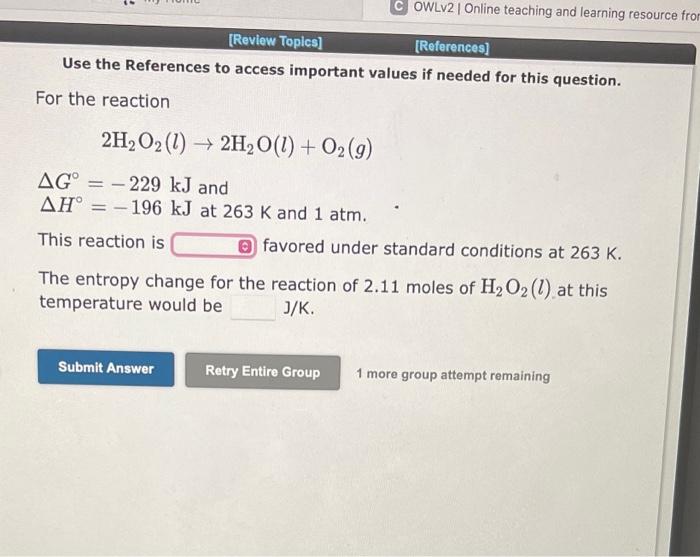 Topics References Use The References To Access Important Values If Needed For This Question For The Reaction H G 4