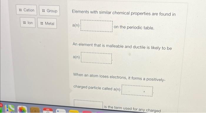 Cation Group Lon Metal All Elements With Similar Chemical Properties Are Found In A N On The Periodic Table 1