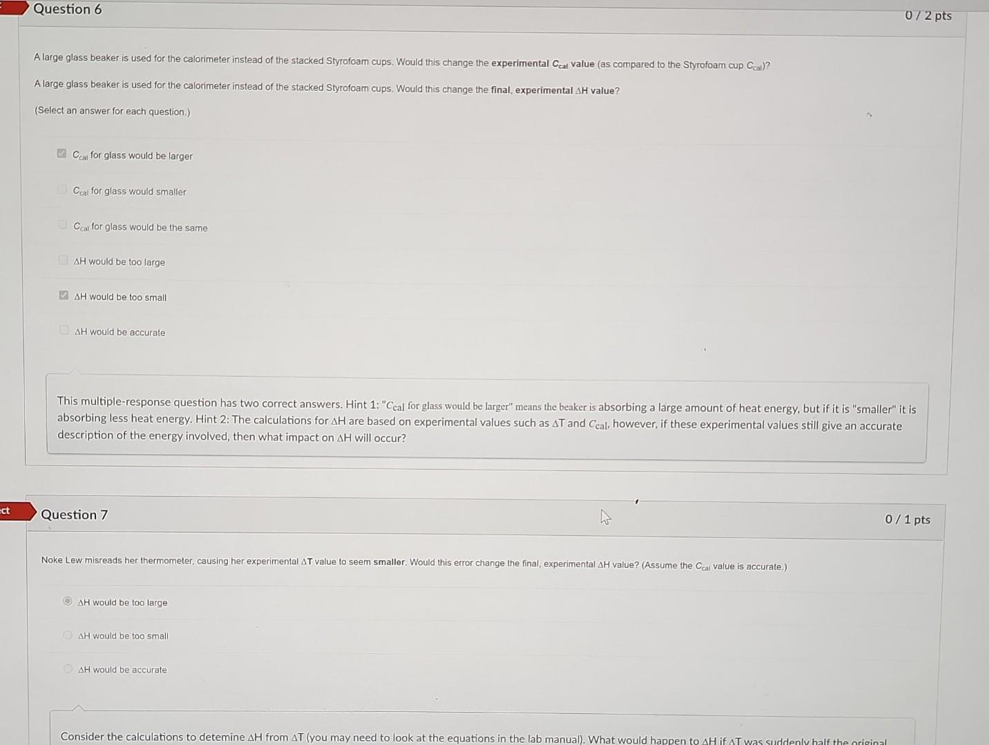 Question 8 Doc Inmaking Misreads His Thermometer Causing His Experimental At Value To Seem Larger Would This Error Cha 2