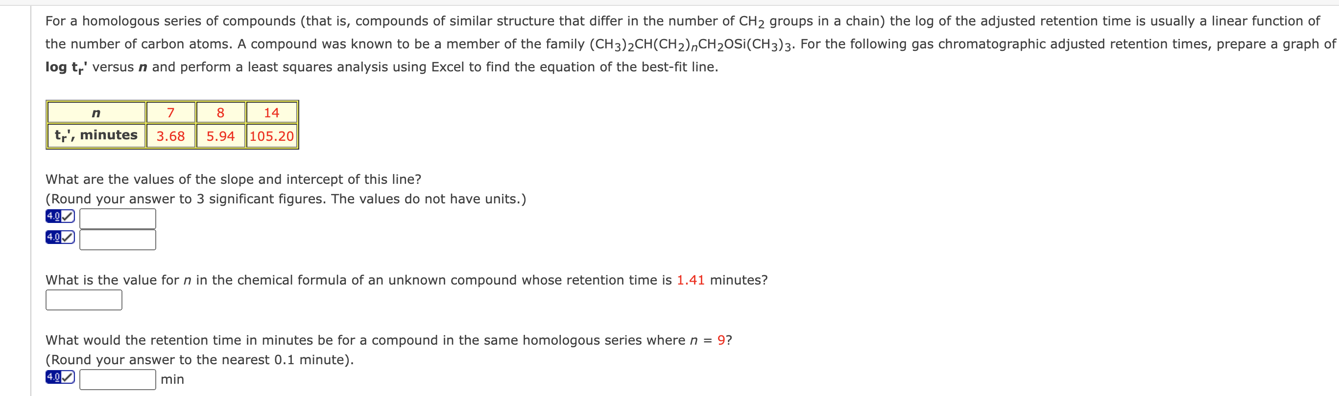 For A Homologous Series Of Compounds That Is Compounds Of Similar Structure That Differ In The Number Of Ch2 Groups In 1
