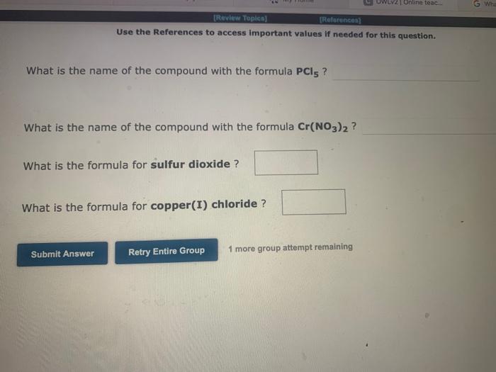 What Is The Name Of The Compound With The Formula Pci Review Topics References Use The References To Access Impor 1