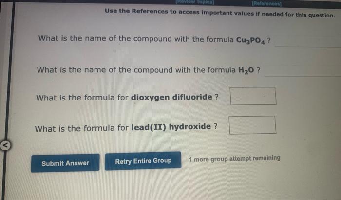 What Is The Name Of The Compound With The Formula Pci Review Topics References Use The References To Access Impor 2