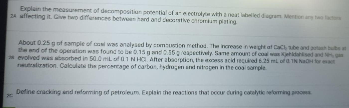Explain The Measurement Of Decomposition Potential Of An Electrolyte With A Neat Labelled Diagram Mention Any Two Facto 1