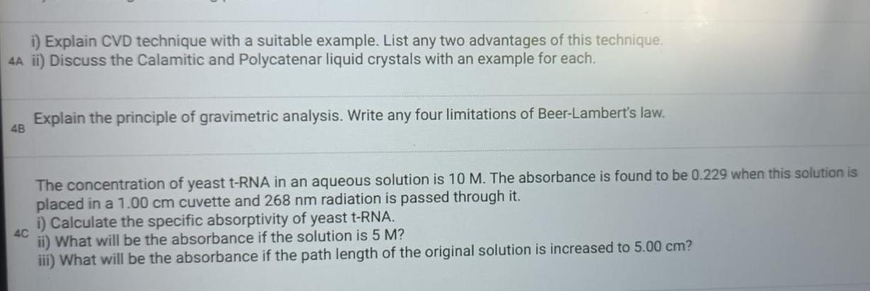 I Explain Cvd Technique With A Suitable Example List Any Two Advantages Of This Technique 4a Ii Discuss The Calamiti 1