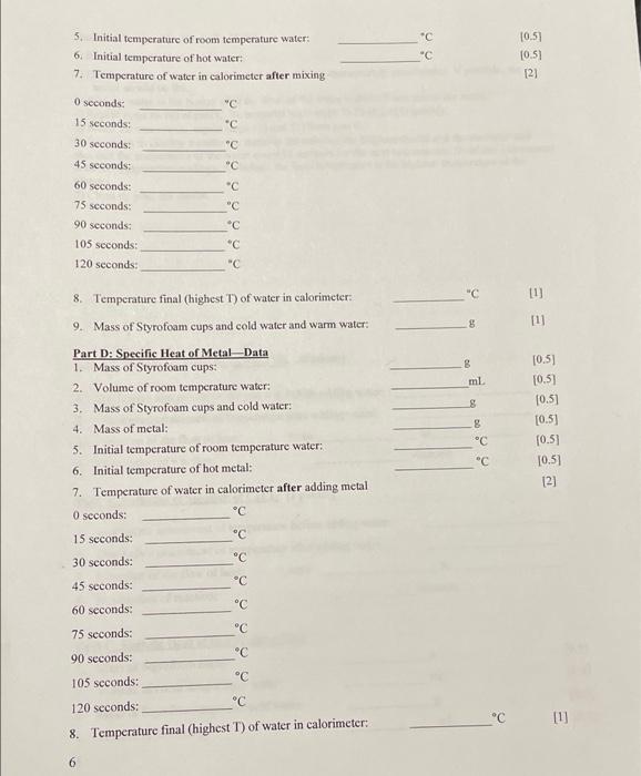 Introduction Lab 9 Calorimetry Part 2 30 Points Most Physical Processes And Chemical Reactions Cither Release Or Abs 6