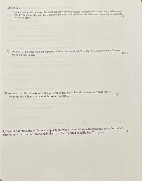 Introduction Lab 9 Calorimetry Part 2 30 Points Most Physical Processes And Chemical Reactions Cither Release Or Abs 9