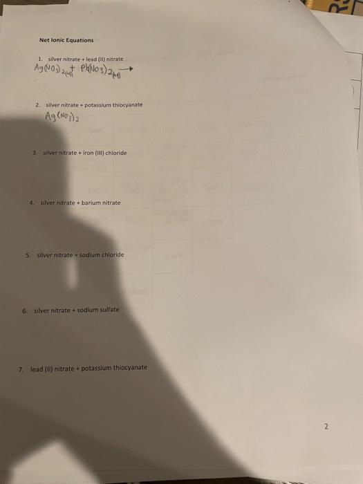 Name Kevin Zarregar Agno3 Report Form The Seven Solution Problem Known Solutions Report Your Observations Using Known S 2