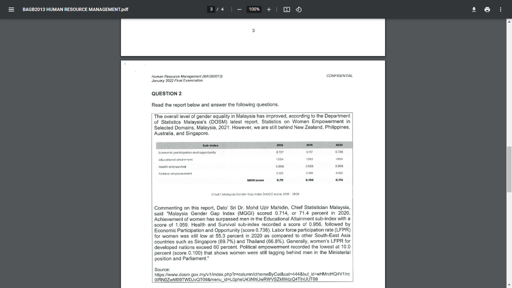 1 Based On The Above Report And The Forum Gender Equality And Job Discrimination In The Workplace Explain Why Gender I 1