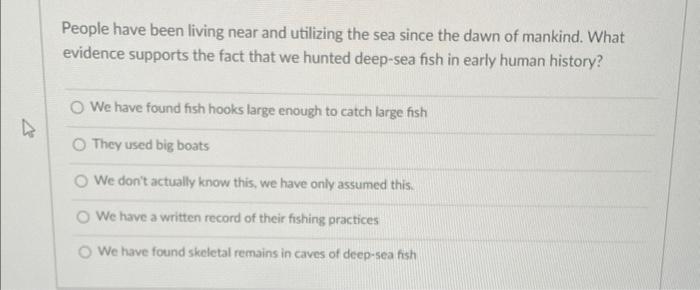 People Have Been Living Near And Utilizing The Sea Since The Dawn Of Mankind What Evidence Supports The Fact That We Hu 1