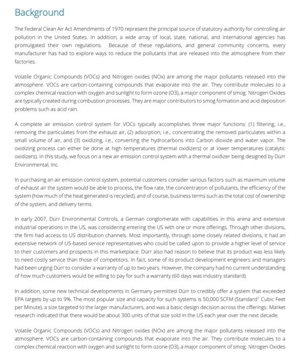 Background The Federal Clean Air Act Amendments Of 1970 Represent The Principal Source Of Statutory Authority For Contro 1