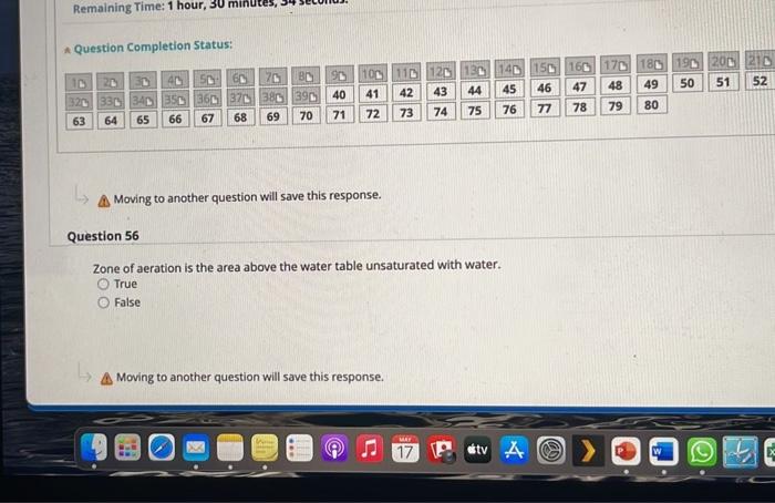 Remaining Time 1 Hour 36 Minutes 00 Seconds Question Completion Status 63 O 64 65 66 67 Question 45 S 68 69 70 40 7 3