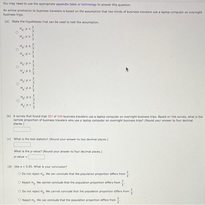 You May Need To Use The Appropriate Appendix Table Or Technology To Answer This Question An Airline Promotion To Busine 1