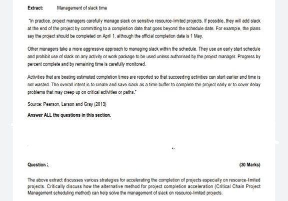 Extract Management Of Slack Time In Practice Project Managers Carefully Manage Slack On Sensitive Resource Him Ted Pr 1