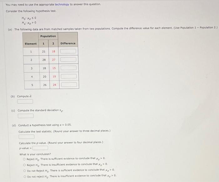 You May Need To Use The Appropriate Technology To Answer This Question Consider The Following Hypothesis Test Hoi Ha S 1