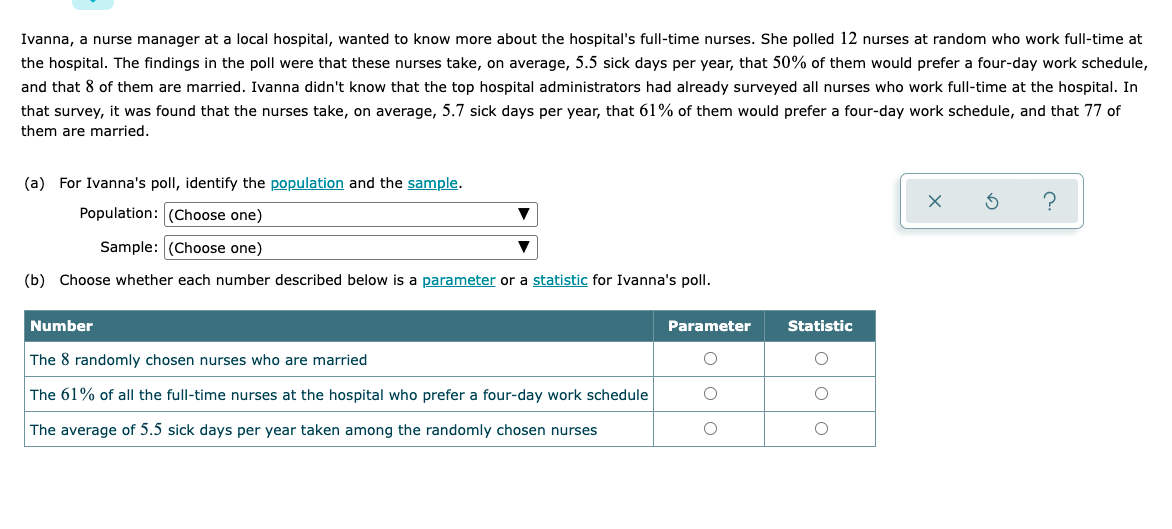 Ivanna A Nurse Manager At A Local Hospital Wanted To Know More About The Hospital S Full Time Nurses She Polled 12 Nu 1